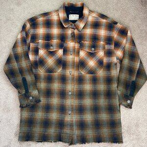 We The Free Womens Large Oversized Barn Button Up Ombré Waffle Knit Shacket Cozy